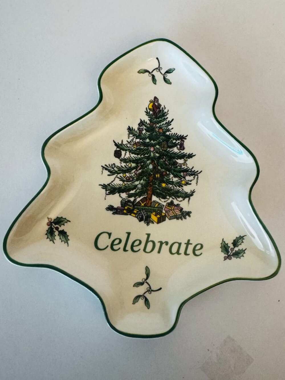 Vtg Spode 5" Christmas Tree 1938 Celebrate Bell Shaped Candy Dish Tray S3324-A7